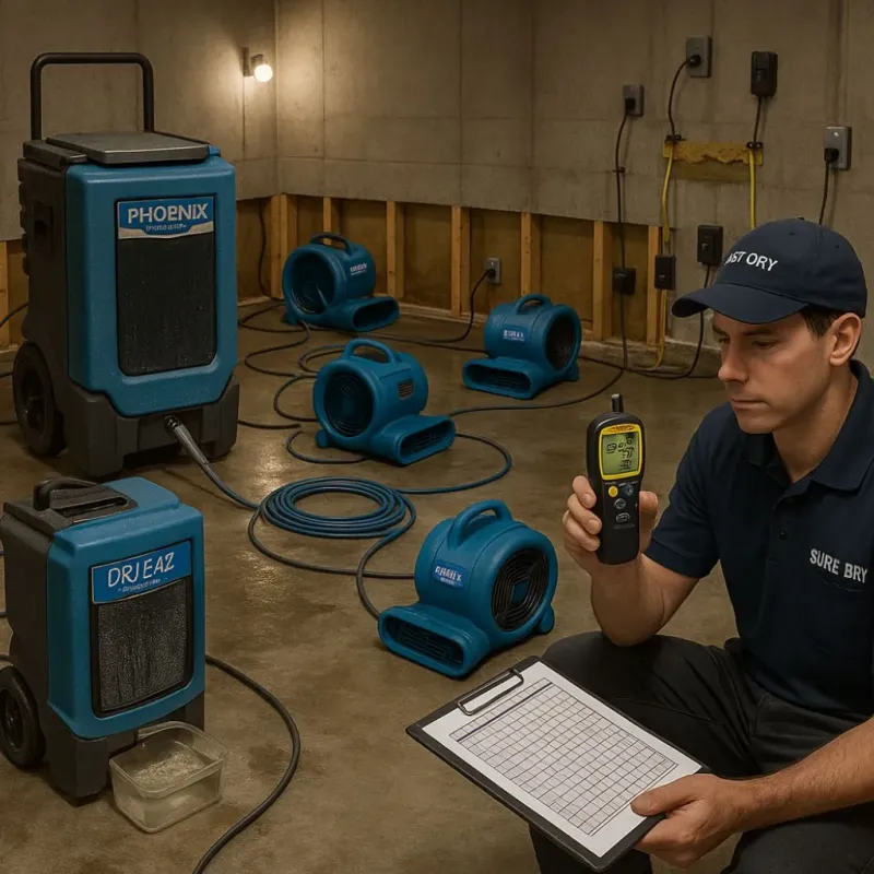 Structural Drying and Dehumidification process in Brazoria County, TX